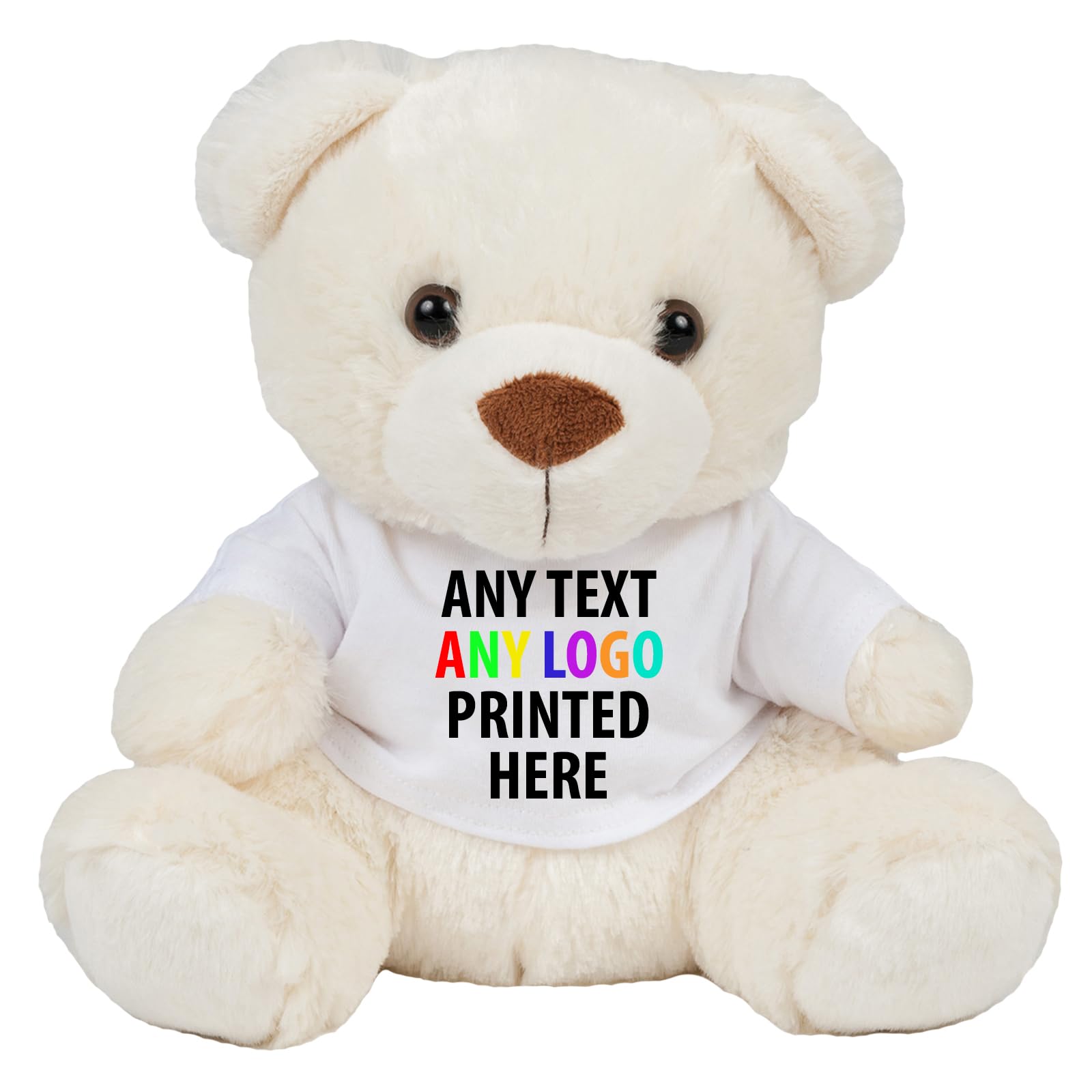 Expert Workwear Personalised Teddy Bear Toy with Custom Print T-Shirt Annieversary Birthday Customised Gift Valentines Mothers Day (M (30cm), Cream) — image 1