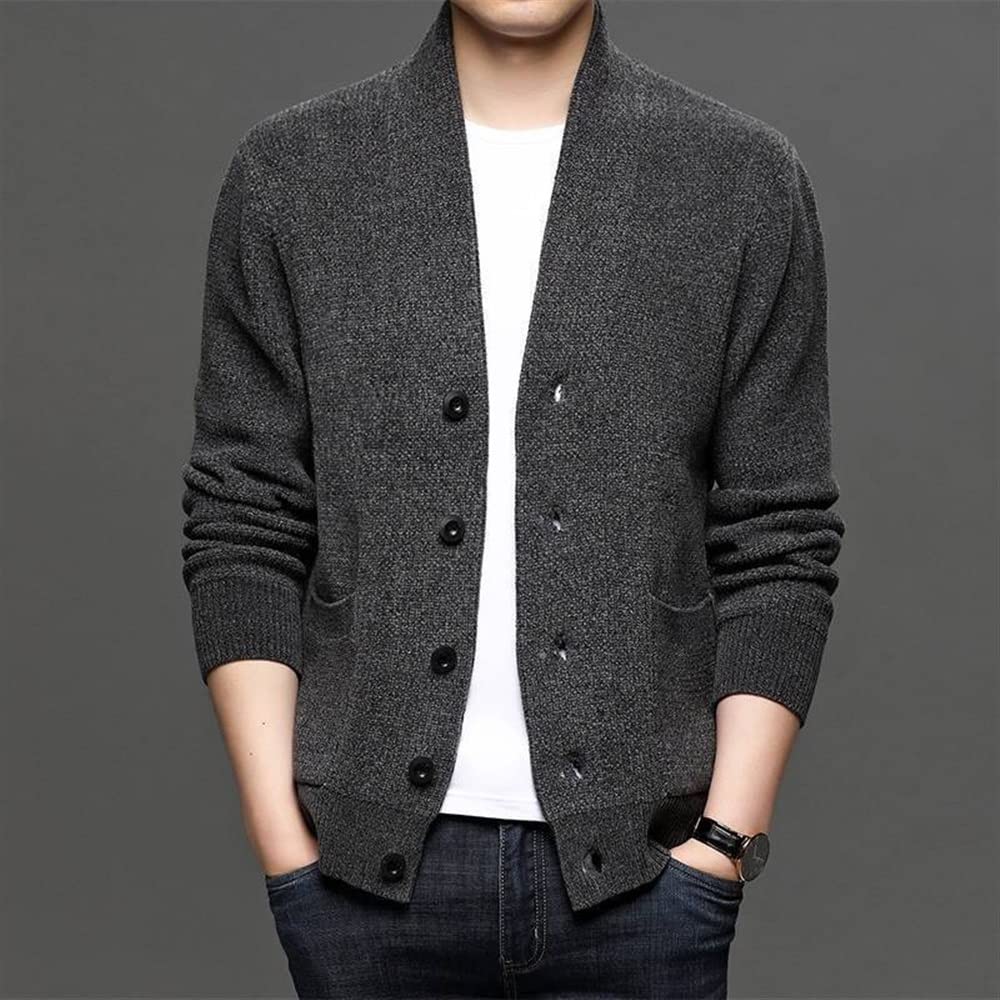El Nuevo Cárdigans for Hombre Suéteres Cuello en V Suave Color sólido con Botones de Bolsillo Punto Suave al Tacto Manga Larga Otoño Invierno