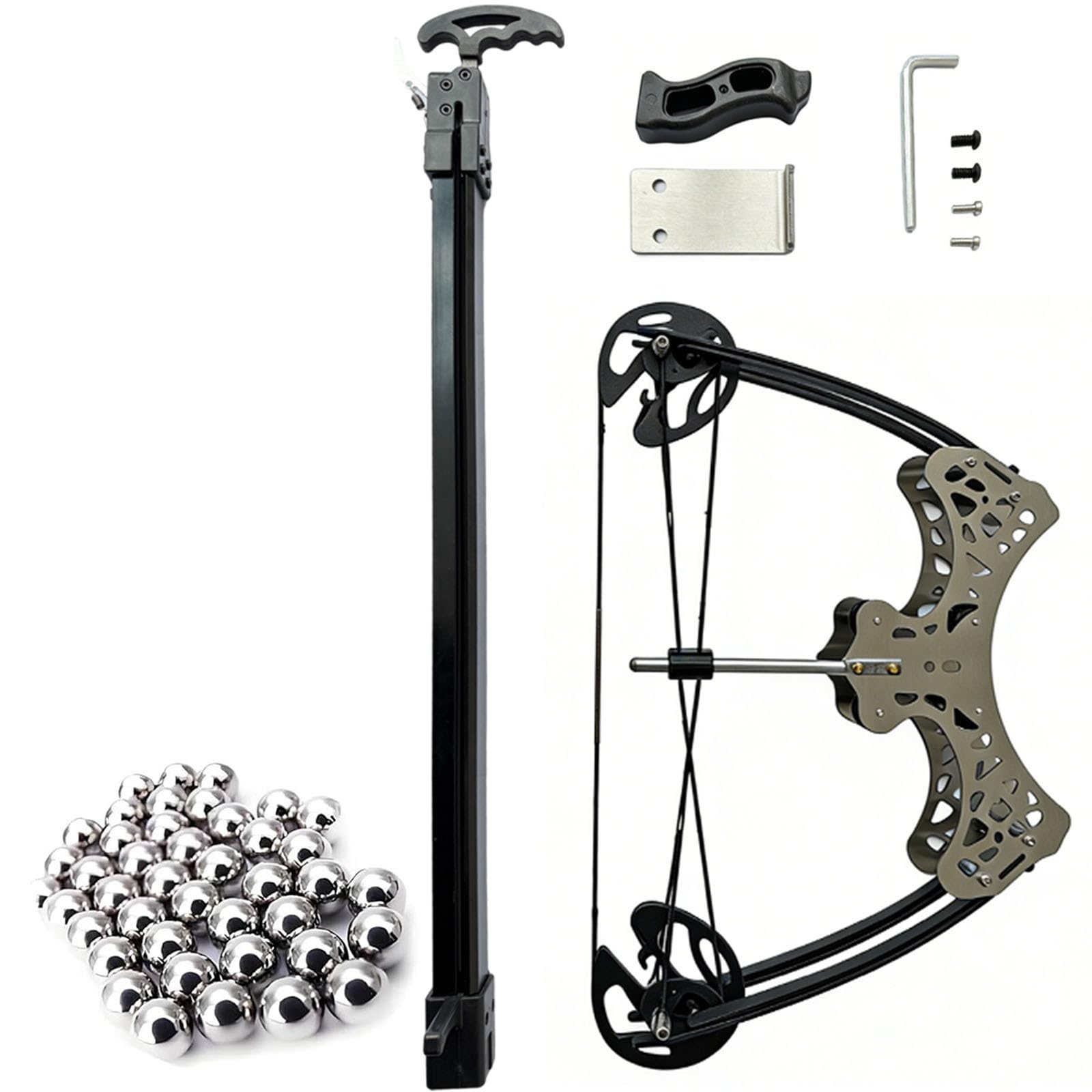 45lb Compound Bow Set for Adults – Repeating Bow for Steel Balls and Arrows, Folding Design, for Target Practice & Outdoor Hunting