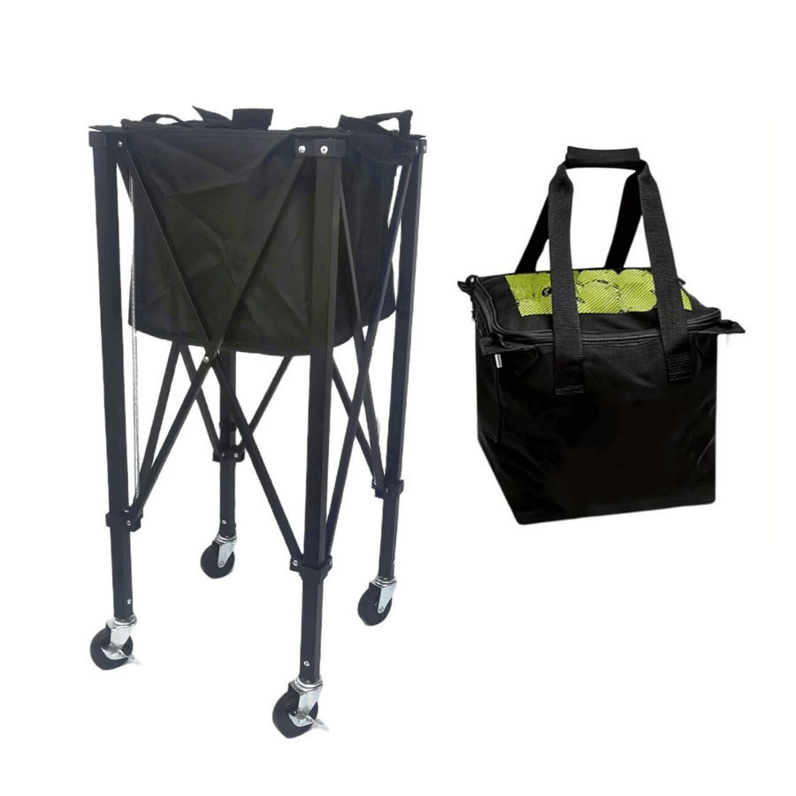 Amagogo Raccoglipalline da Tennis Carrello Raccattapalle Carrello Palline Contenitore Pieghevole con Ruote Girevoli Manici Superiori E Telaio in Ferro Leggero