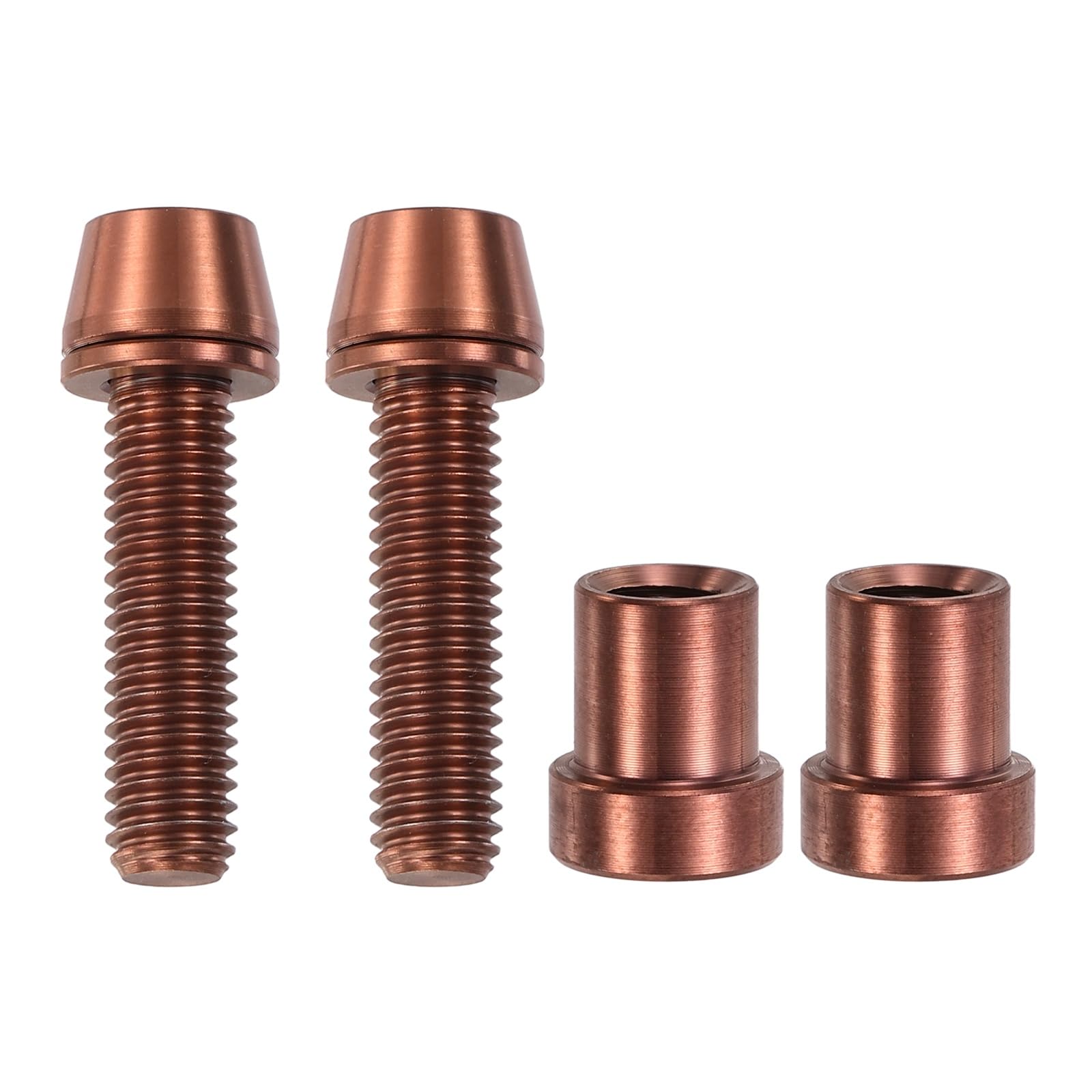 YELARXI Titanium Bicycle Stem Bolt, M5x18mm & 2 Set & Bronze Hex Tapered Head Bike Anti-Corrosion Fasteners with Washers Nuts Stem Bolt for Bicycle/MTB/Road Bike Handlebar Fixing