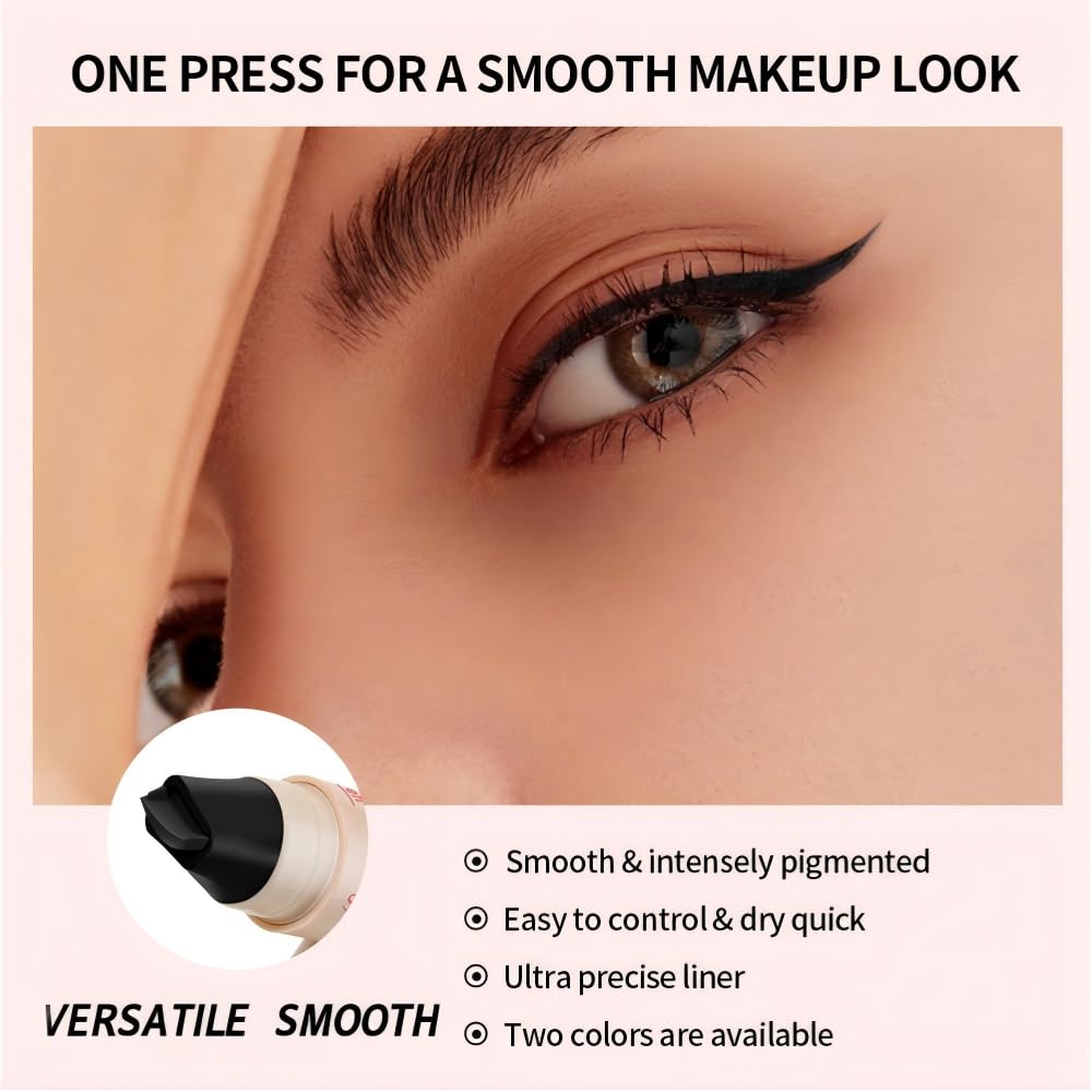 Nberuionre 2 PCS Dual-Ended Eyeliner Stamp, Easy to Apply Cat Eye Stamp with L/R Markings, Waterproof & Smudge-Resistant, Beginner-Friendly Winged Eyeliner (Black & Brown) — view 6