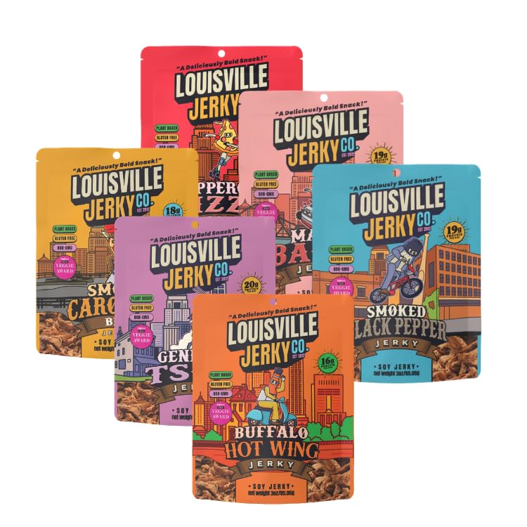 Louisville Jerky Co. Variety 2 Vegan Jerky Pack, 3 oz, 6-Pack