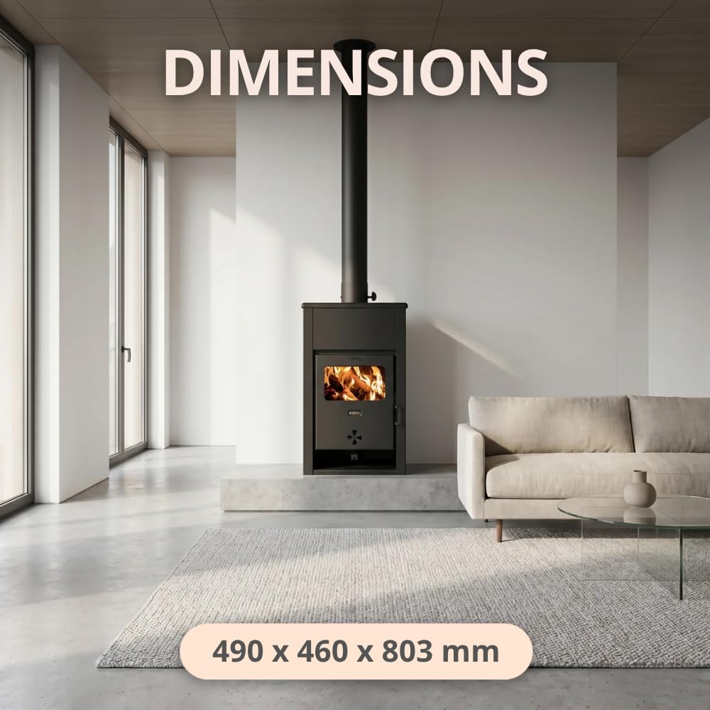 PRITY K2 D Poêle à bois 11,6 kW Classe d'efficacité énergétique A+ 80,7 % Rendement 80,7 % Tuyau de fumée Ø 130 mm Construction en acier et fonte