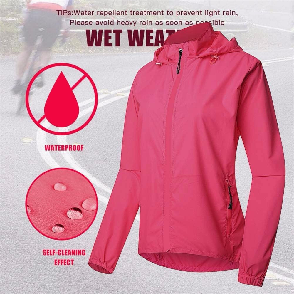 SIDHU Fahrradjacke Damen Winddicht Wasserdicht 2 In 1 Fahrradweste Mit Abnehmbaren Ärmeln UV-Schutz Laufjacke Fahrrad Regenjacke Reflektierende Atmungsaktive Radjacke Radsport Jacke,Pink-L