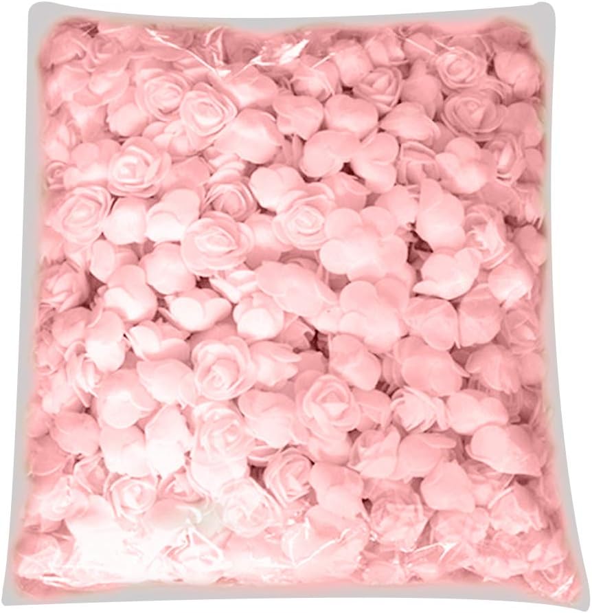 shengyuze Decorative Fake Flower 500Pcs PE Foam Rose Head Artificial Flower for DIY Bear Doll Wedding House Decor - Champagne Pink