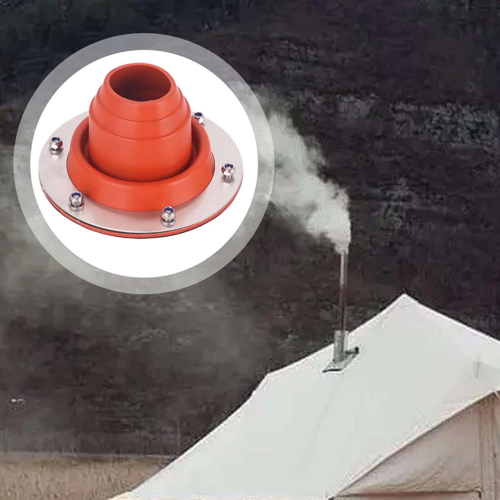 Kit De Cheminée Pour Poêle à Bois De Tente - Tuyau Silicone 300°C Et Base Inox - Pour Camping Et Abris De Jardin