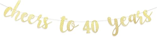 Cartel de "Cheers To 40 Years", decoración de cumpleaños número 40, pancarta de fiesta de 40 aniversario