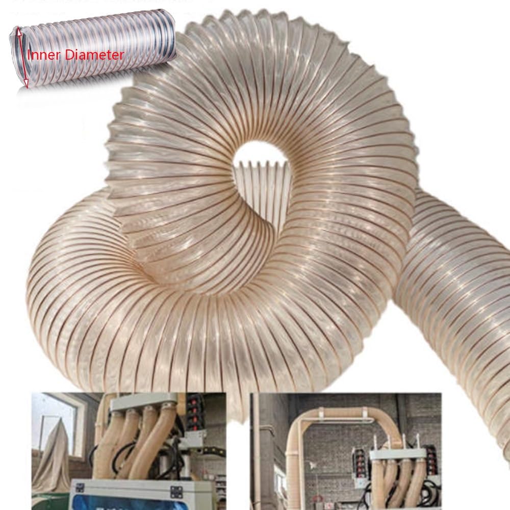 Tubo flessibile per raccolta fumi, da 0,9 m a 4,9 m, flessibile, trasparente, per la lavorazione del legno, diametro da 6,3 cm a 10,2 cm, ideale per l'uso con aspirapolvere sul prato