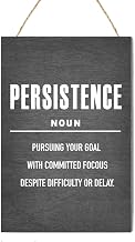 Persistence Noun Wooden Wall Sign,Motivational Persistence Definition Office Wall Art Decor,Positive Wood Hanging Decor for Workplace Gym