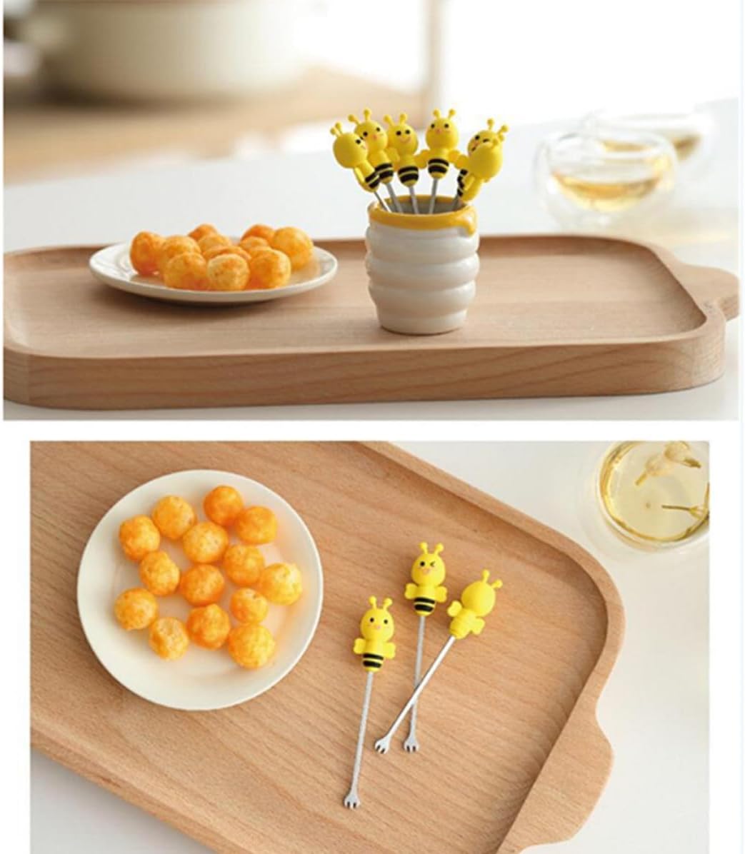 7 Pcs Fruit Forks Set with Ceramic Holder Stainless Shape