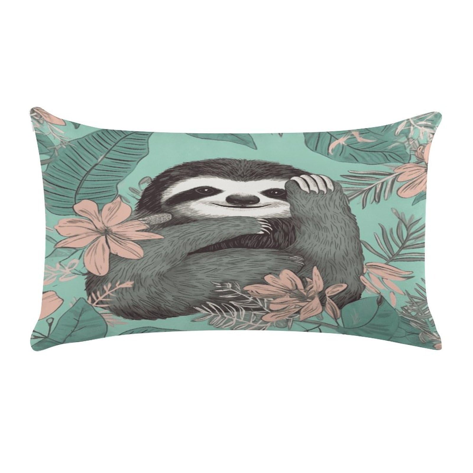 Animal Sloth Mint Green Pillow Cover Super Soft Pillowcase Luxury Cozy Fuzzy Velvet Pillow Shams Breathable Standard Pillow Cases with Zipper Wrinkle-Free Pillow Cover 12 "×20 "