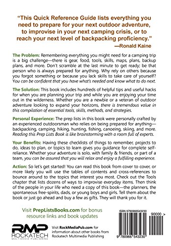 image for Rockatech Prep Lists for Camping, Hiking, and Backpacking: A Quick Ref