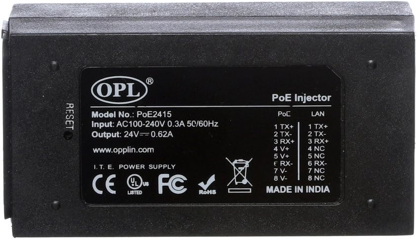 OPL PoE Adapter, 24V 0.5A, 10/100Mbps PoE Injector/PoE Switch