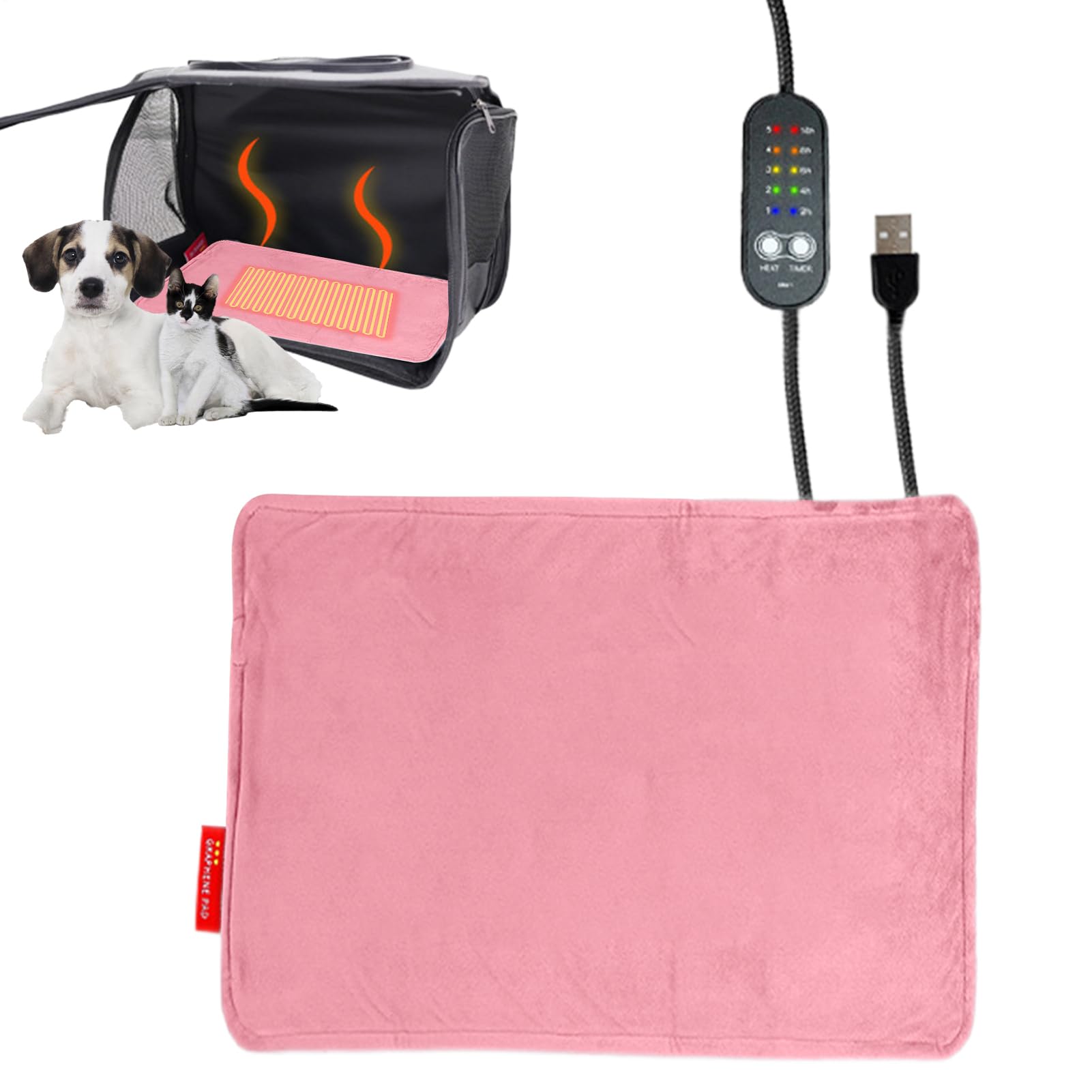 Coussin chauffant pour chats avec minuterie et 5 niveaux de température