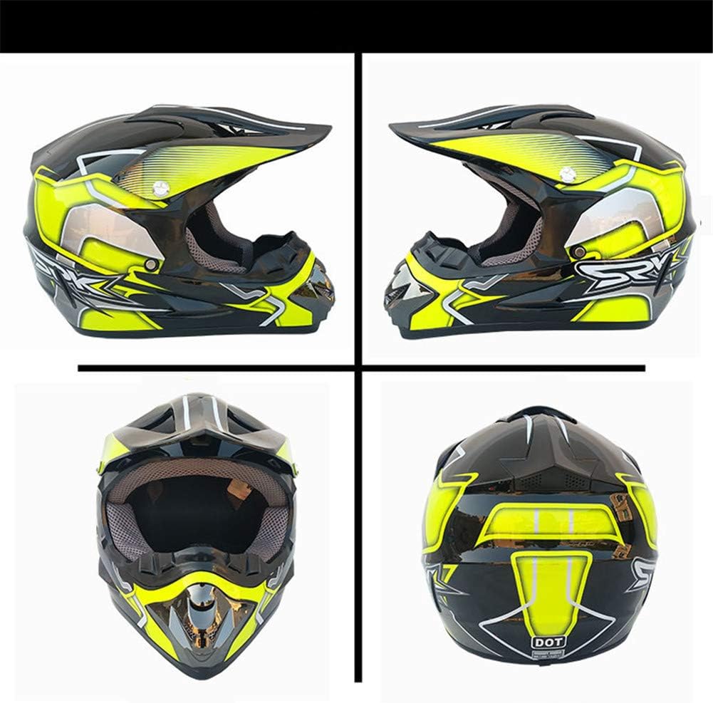 Motocross Helmet Handsome Teen Adult ATV Motorcycle Helmet SUV Mask Goggles Gloves,Fashion Dirt Bike Off-Road Mountain Bike Helmet 4-Piece Set Unisex