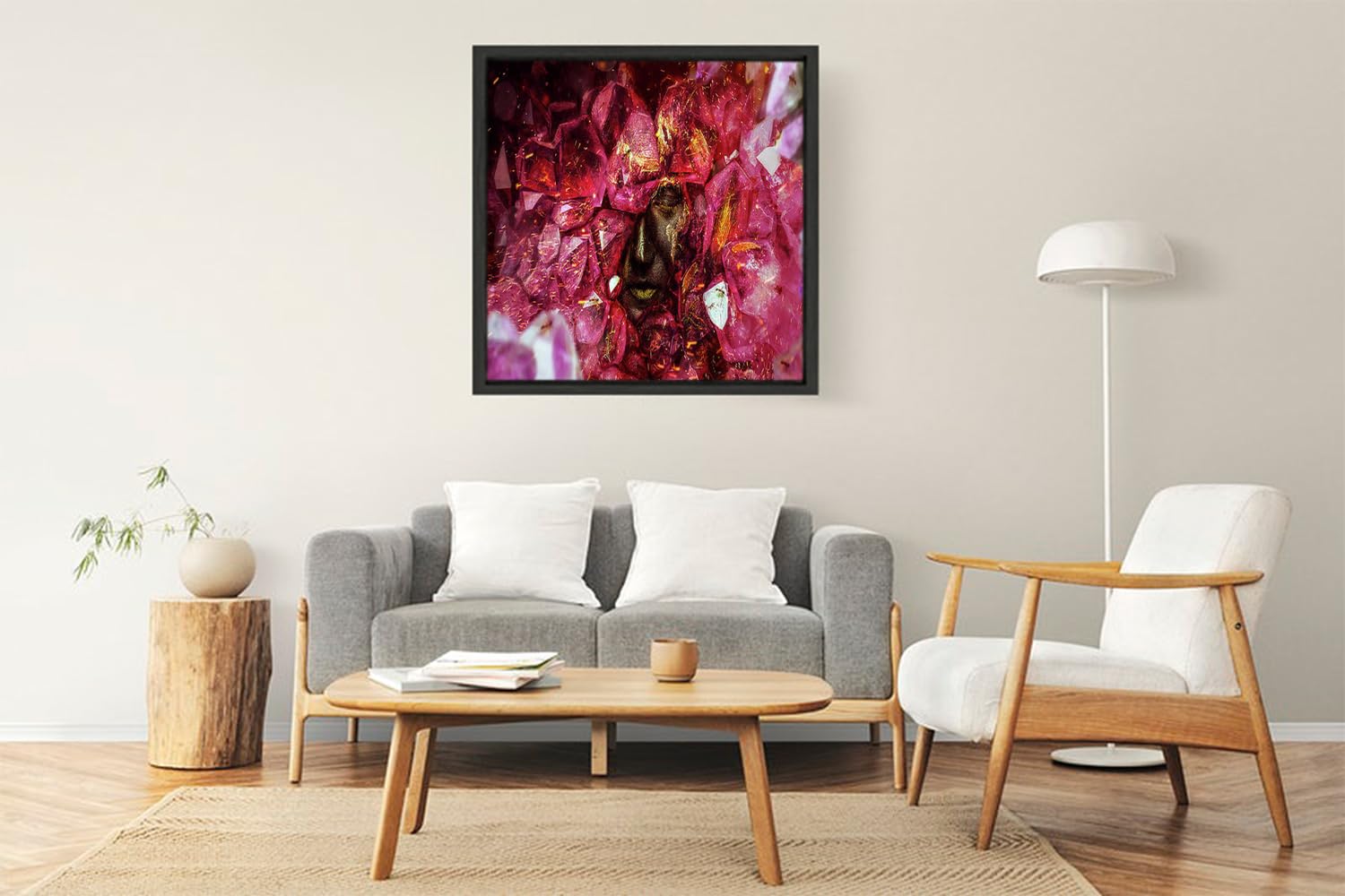 VERRE ART Printed Framed Canvas Painting for Home Decor Office Wall Studio Wall Living Room Decoration (22x22inch Black Floater) - Crystallize Print