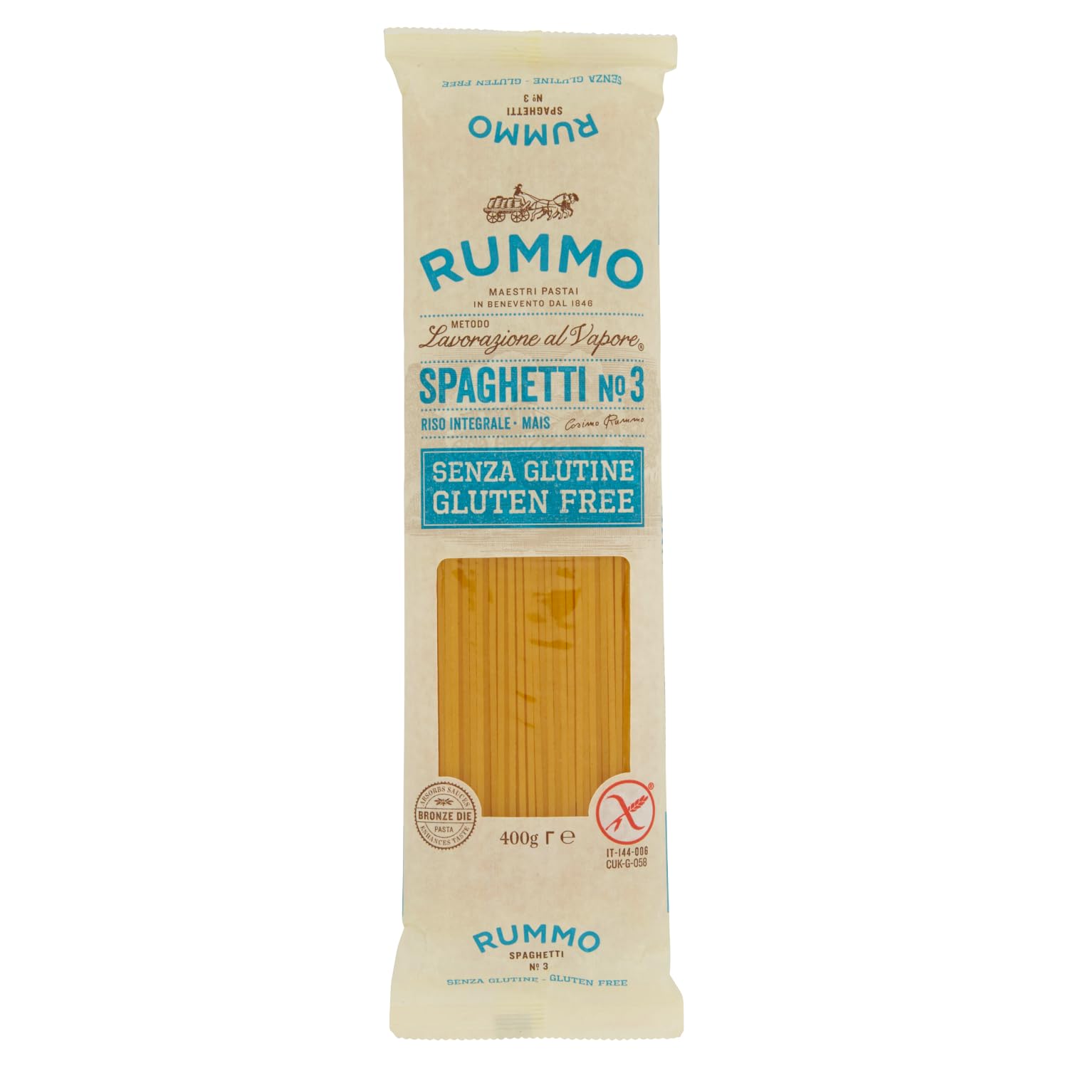 Rummo Glutenfreie Pasta Testpaket 18×400g Spaghetti, Linguine, Stelline, Fusilli,Mezzi Rigatoni, Elicoidali, Mezze Penne, Penne,Gnocchi Mais Vollkornreis + Beni Culinari Kostenloser Schlüsselanhänger