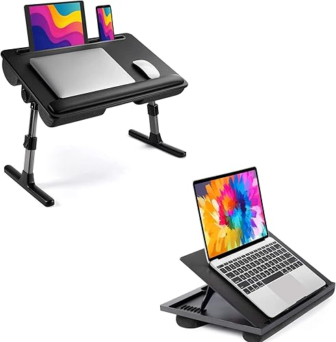 HUANUO Escritorio de regazo ajustable, escritorio de cama para portátil 2 en 1 y escritorio de regazo para cama, sofá, piso