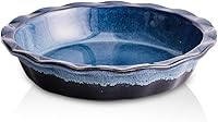 KOOV 9 Inch Ceramic Pie Plate Nebula Blue Reactive Glaze - Oven Safe Pie Dish for Even Baking Desserts & Savory Pies