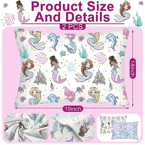 Image of Ganeen 2 Pcs Mermaid Toddler Pillowcase Sized 14 inch x 19 inch Fits 12 inch x 16 inch or 13 inch x 18 inch Cotton Pillow Cover Kids Soft Pillowcase for Travel Girl Boy Infant Sleep(Mermaid)