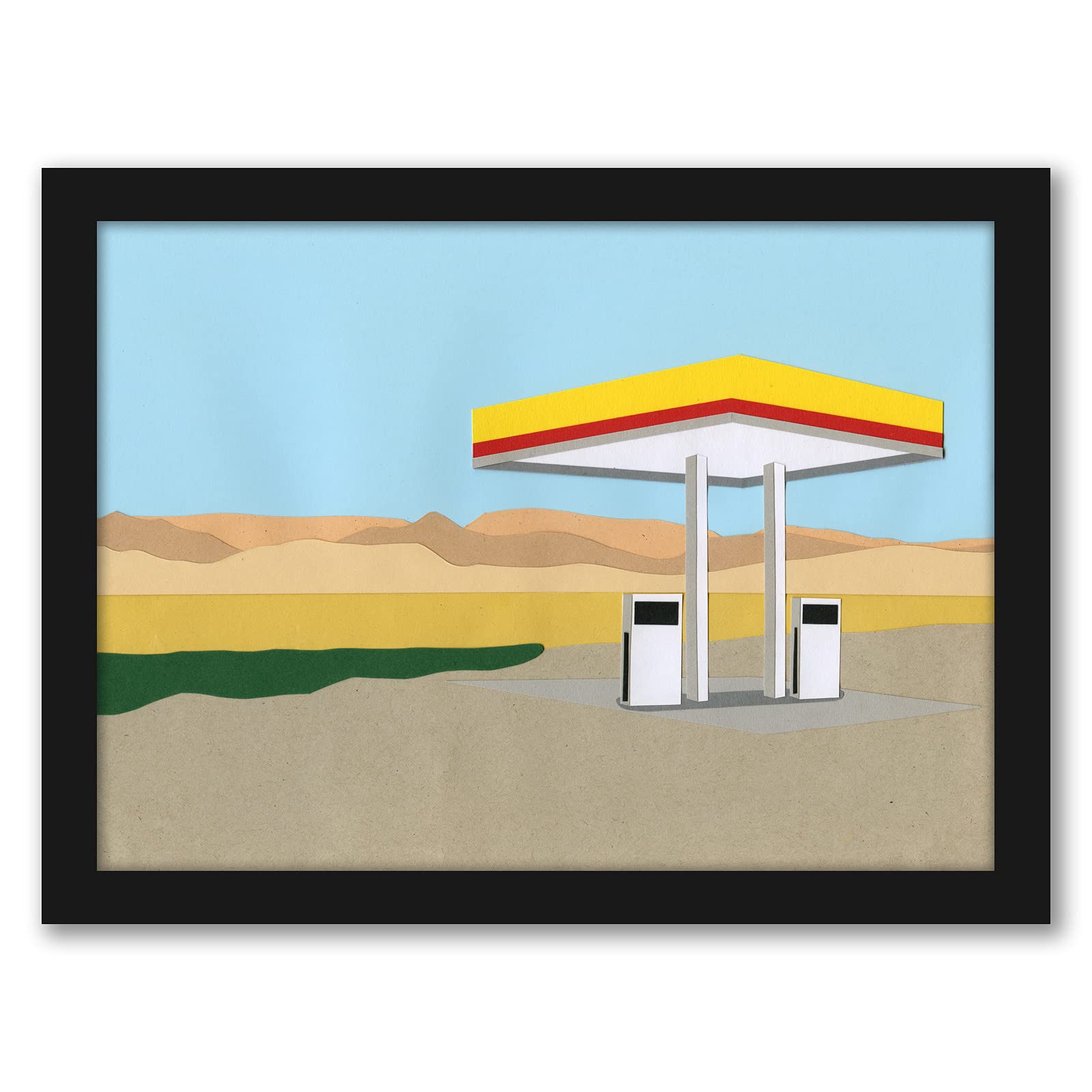 Americanflat18" x 24" Black Framed Art Print - Gas Station Death Valley by Rosi Feist