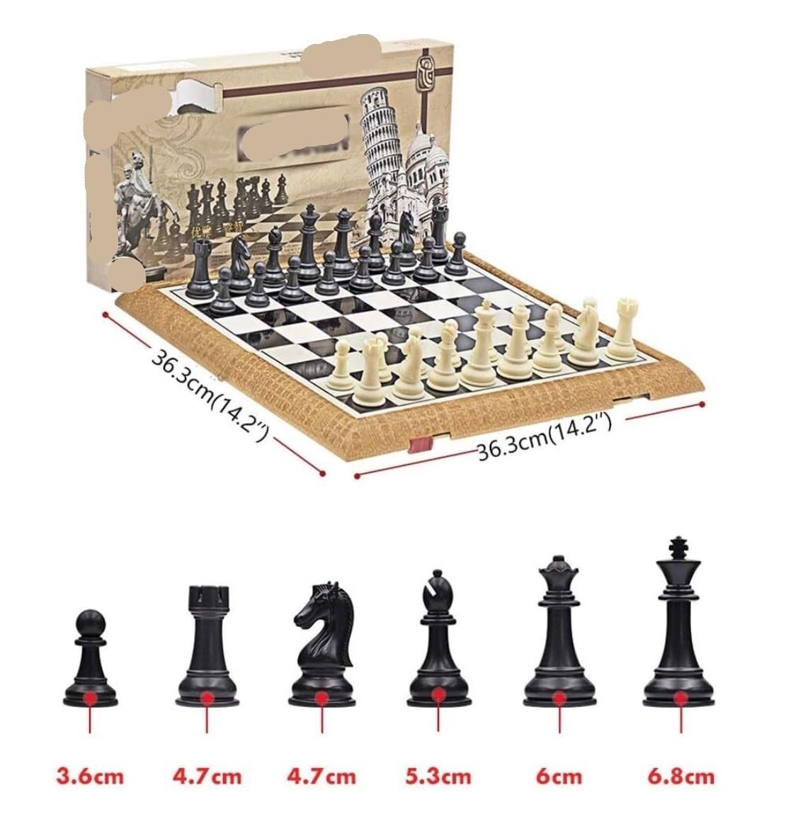 gry podróżne, Szachy Magnetyczne Plastikowe Składany Panel Szachownicy(36.3cm)