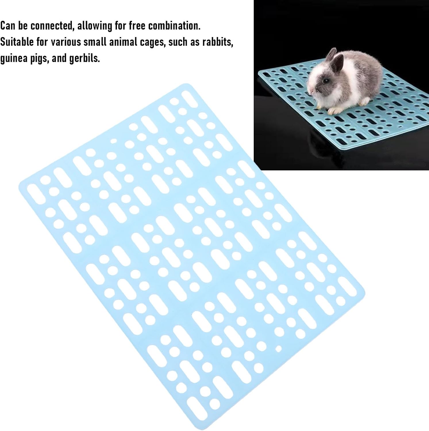 Yosoo 15pcs Plastic Rabbit Cage Mat with Connecting Buckles, Small Animal Bunny Foot Resting Pad for Pet Guinea Pig Ensuring Safety and Prolong Life,Clean and Comfortable Home (Blue 34x25cm)