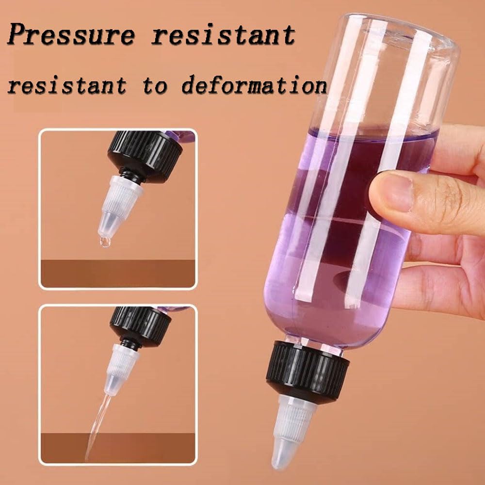 100PCS 30-250ML Nachfüllbare Kunststoff Flasche PET Öl Flüssigkeit Tropfflaschen Twist Top Cap Tattoo Pigment Tinte Container Kleber Applikator (120ML)