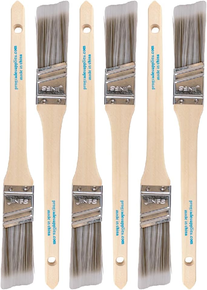 Vermeer Paint Brushes - 6-Pack - 1" Angle Sash Brushes for All Latex and Oil Paints & Stains - Home Improvement - Interior & Exterior Use