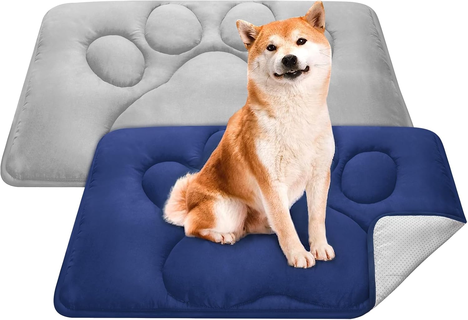 Coldwind 2 Pack Dog Crate Pad (23"x 36"), Dog Mat with Anti-Slip Bottom, Breathable, Washable, Navy&Grey