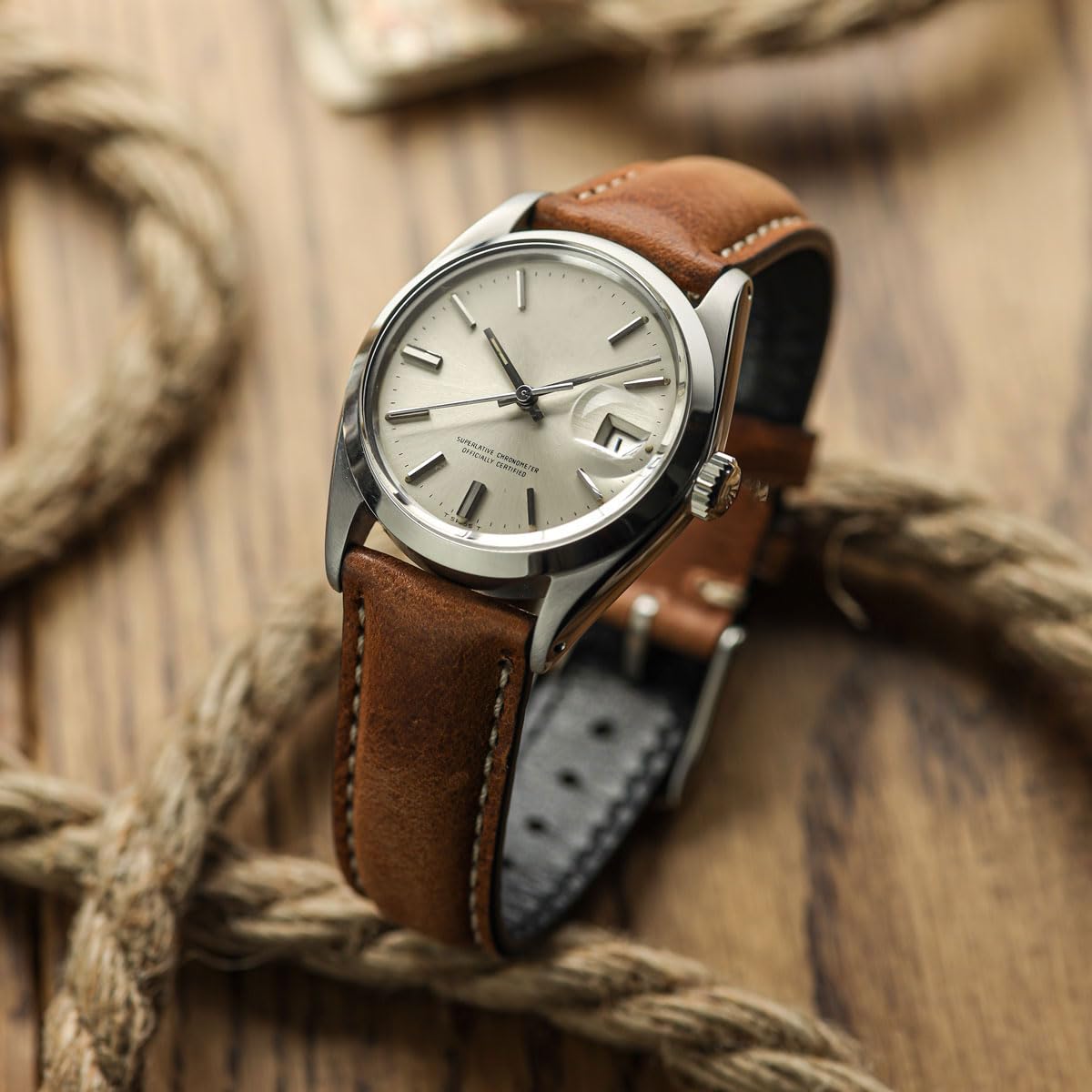 WatchGecko Bracelet de montre en cuir Vintage Highley | Bracelet de montre en cuir italien authentique certifié, élégant et résistant, rembourré pour plus de confort
