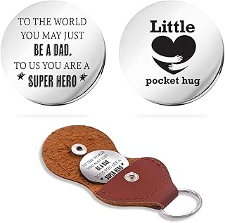 to My Dad Pocket Hug Token Gift, Long Distance Relationship Keepsake Stainless Steel Double Sided，Pocket Hug Token Gift for Dad from Daughter Son - to Us You are Super Hero