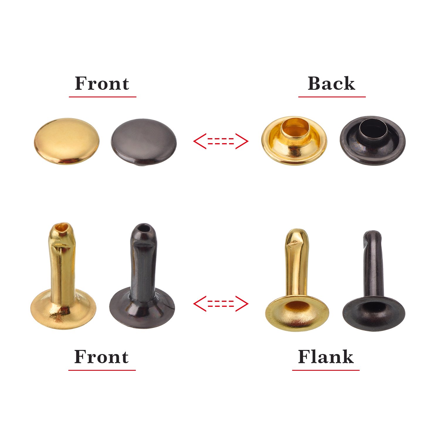 Outus Rivets Single Cap Rivet Tubular Metal Studs With Fixing Tool Kit