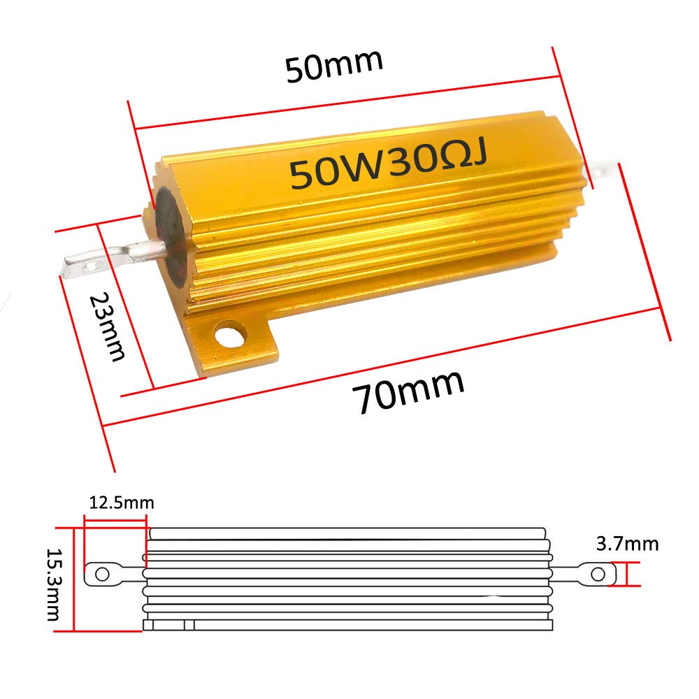 2 Resistori 50W 30 Ohm - Carico Potenza In Alluminio, Precisione 5%, Per Applicazioni Elettroniche - Foto 6