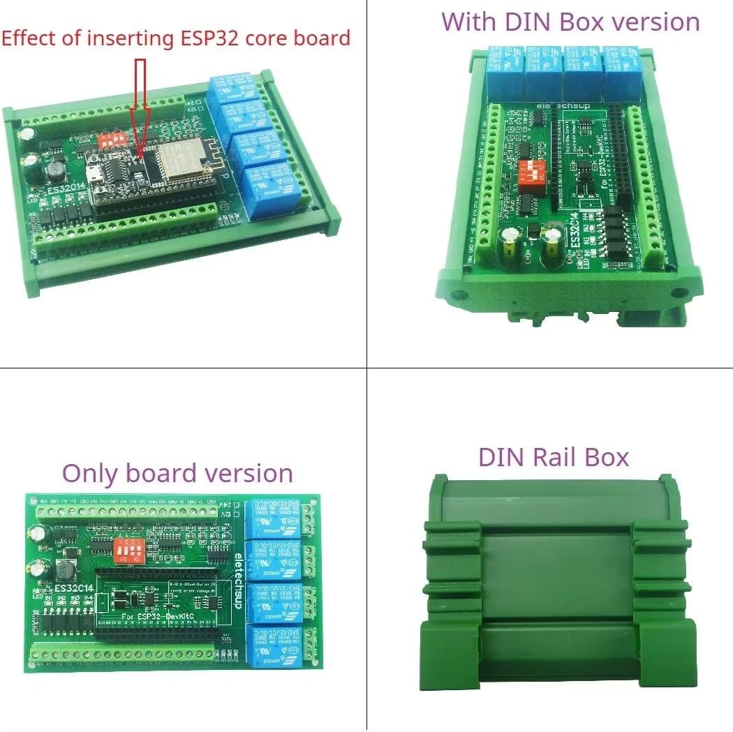 DC 12V 24V ESP32 Expansion Board Digital Analog DAC ADC IO WiFi Relay Switch ES32C14 Module for Arduino PLC Smart Home IOT DIY (DC 12V with Shel)