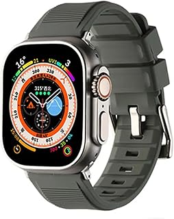 سوار رياضي من فكرة سبورت متوافق مع ساعة آبل ووتش ألترا و سيريز 9 و 8 و 7 و 6 و 5، مصنوع من السيليكون المطاطي للجنسين، مقاس 49 و 45 ملم