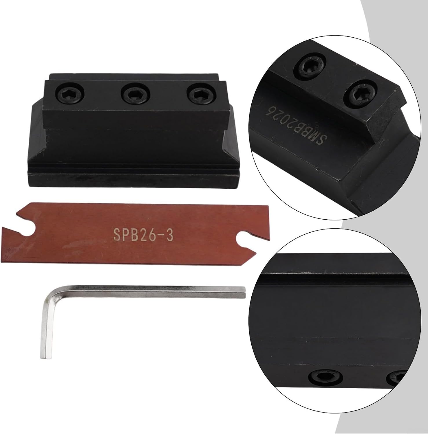 SMBB2026 Holder with SPB326 Grooving Parting Blade Slotting Tool Featuring 3mm Width and 26mm Height