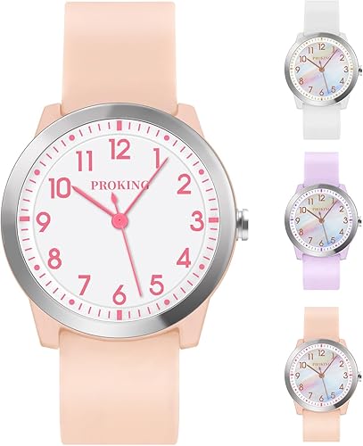 Reloj analógico para niños y niñas, niños y adolescentes, de 5 a 18 años, tiempo de aprendizaje y fácil de leer, reloj de pulsera minimalista con