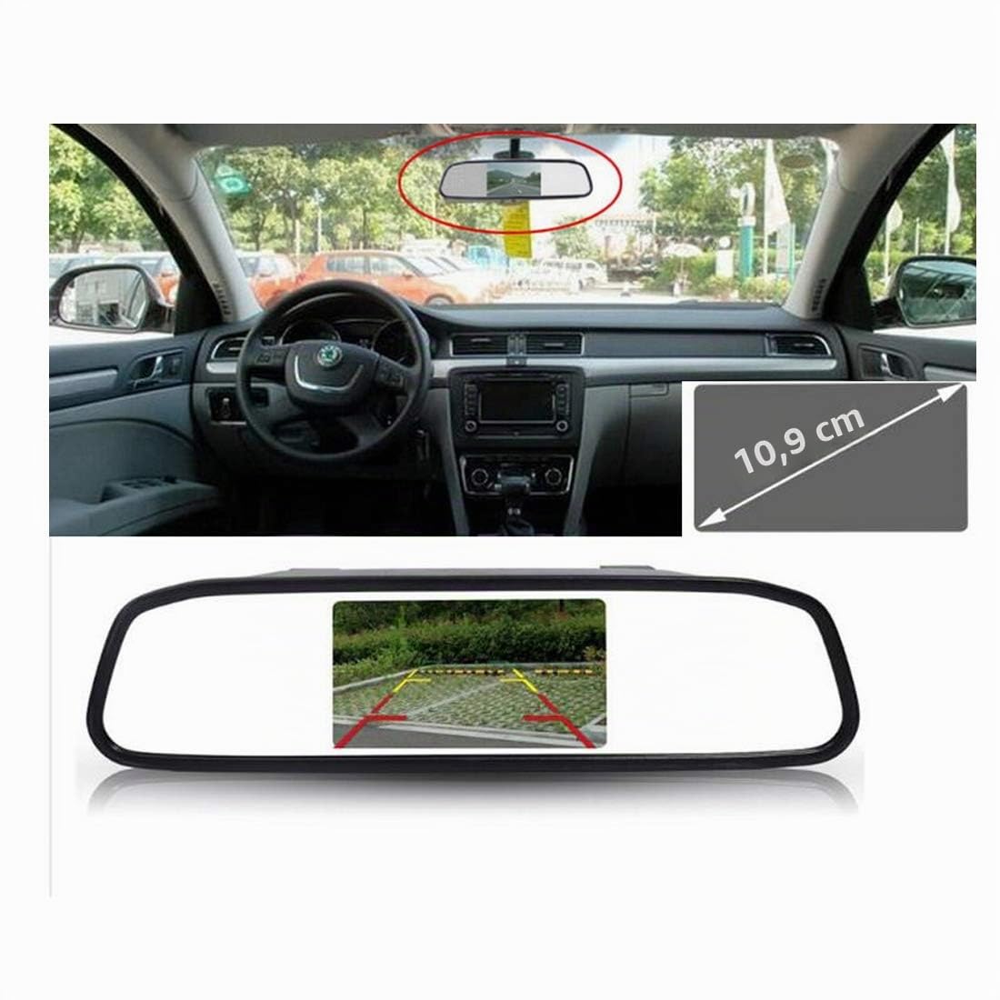 4.3"Monitor di parcheggio per specchietto retrovisore Auto + Sensori di parcheggio Video con Telecamera per retromarcia