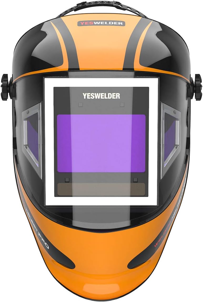YESWELDER Panoramic 180 View Auto Darkening Welding Helmet with Side View, True Color Highest Optical 1/1/1/1, 4 Arc Sensor Wide Shade 4/5-9/9-13 with Grinding for TIG MIG MMA Plasma - - 