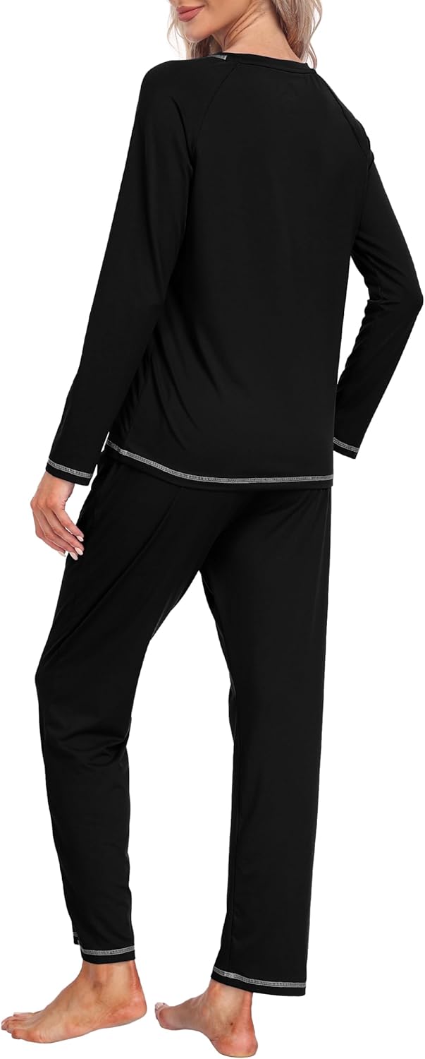 MoFiz Women's Pajamas Sets Long Sleeve Sleepwear 2 Piece Pjs Lightweight Lounge Set with Pockets - Image 3