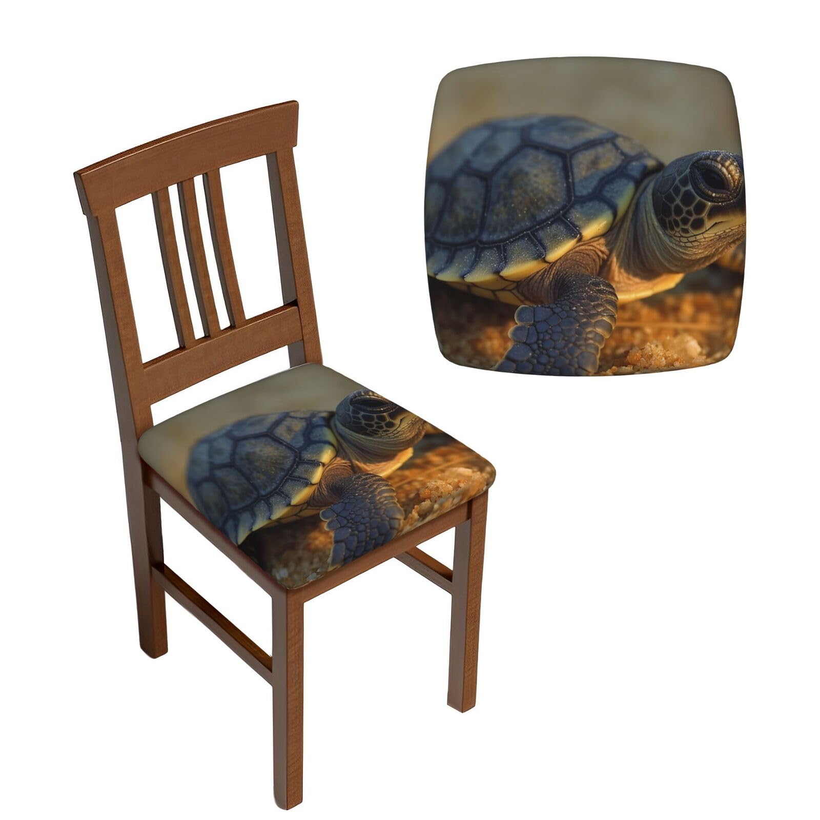 FodPand 6PCS Dining Chair Covers for Dining Room Baby Turtle Chair Seat Cover Stretch Parsons Chair Slipcover Removable Washable Seat Cushion Slipcovers Cover for Kitchen Office