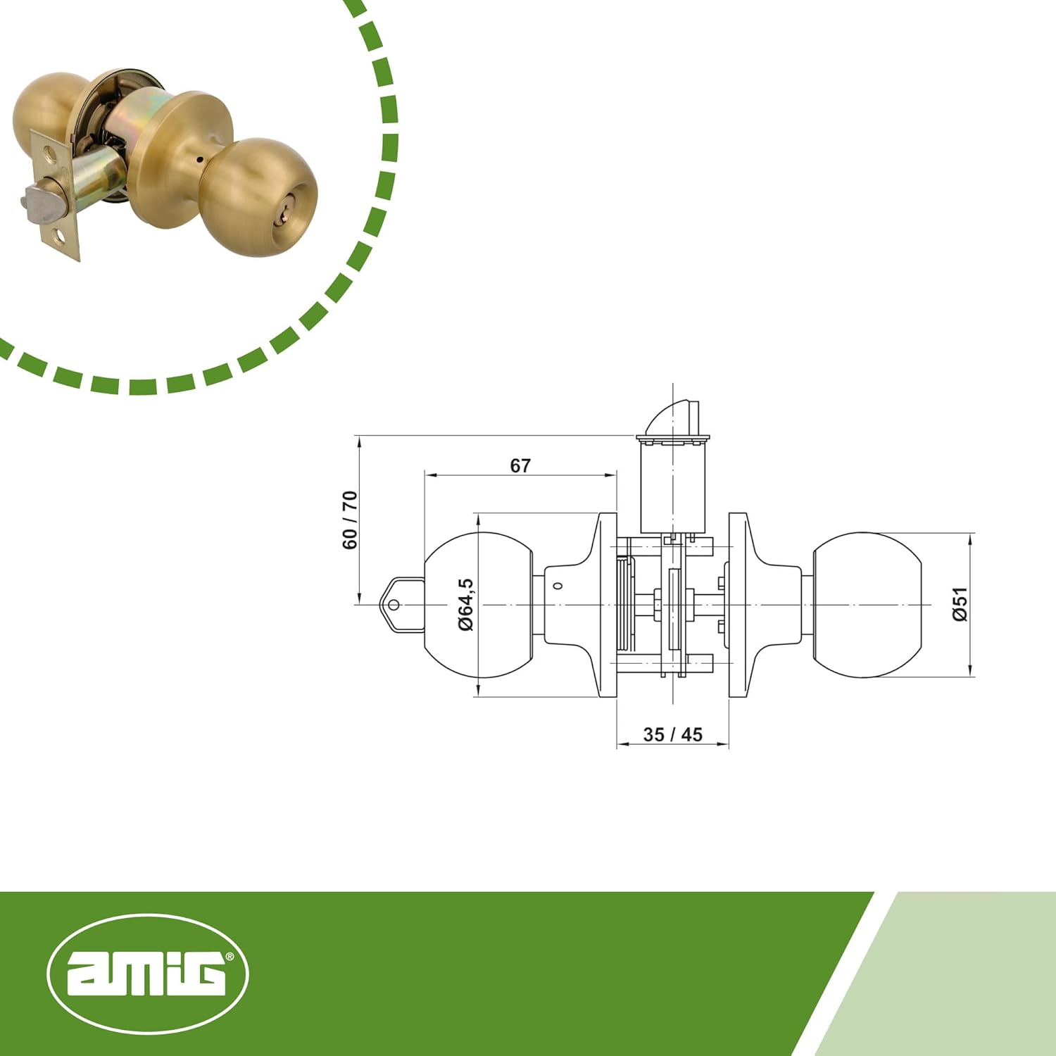 Amig 13468 Knob 613 Matt Brass