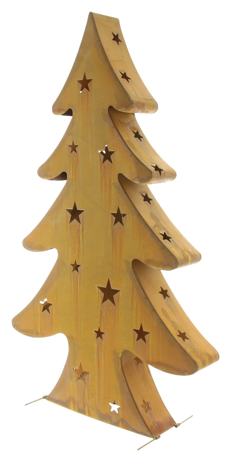 Dekoleidenschaft Dekofigur Tanne aus Metall mit Echtrost und LED Beleuchtung, 80 cm hoch, Winterdeko, Leuchtdeko, Gartendeko für Draußen, Weihnachtsdeko, Rostfigur, Tannenbaum