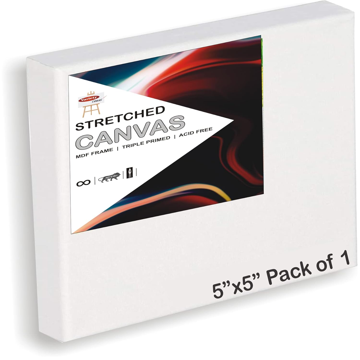 Variety Canvas 5 x 5 Inch 1 Piece Pre Stretched Canvas Board for