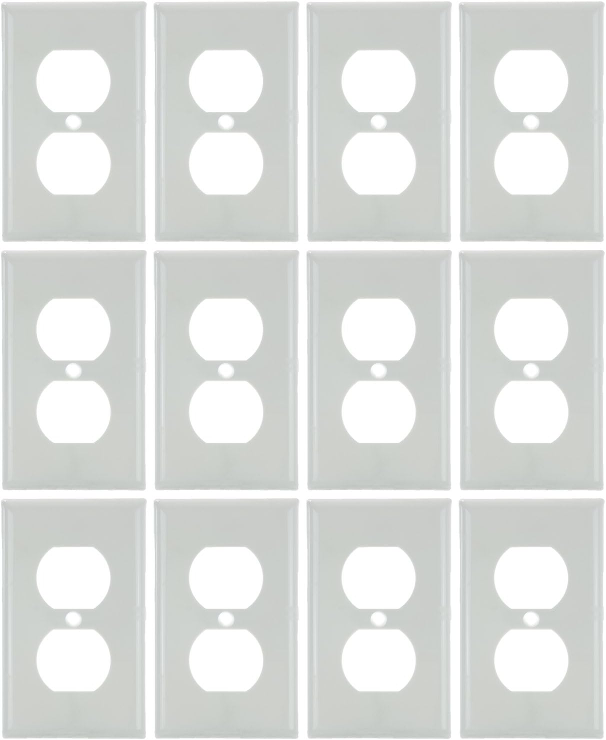 Sunlite 40893 Duplex Single Gang switch Cover Plate, White, Plastic, 12-Pack, UL Listed