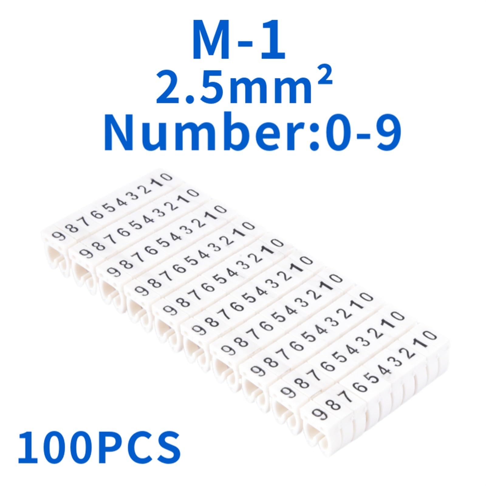 Etykietowanie kabli, 100/150 szt. Oznaczników kablowych Kolorowe znaczniki typu C Etykieta z numerem znacznika dla sieci przewodowej 2–10 mm(White M 1(2.5mm))