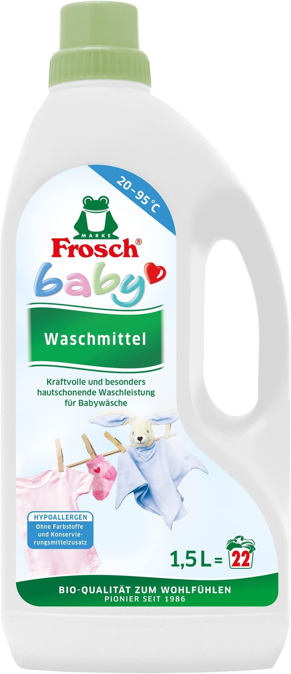 Frosch Baby Detergent, Gel, Liquid Detergent for Babies and Sensitive Skin, 22 Washes, Pack of 1 (1 x 1.5 Litres)