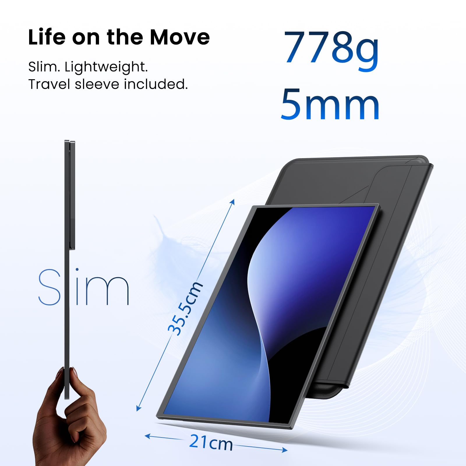 UPERFECT Monitor portátil Wireless con 8000mAh Batería, 15,6 Pulgadas 1080P 125% sRGB Ultradelgado Pantalla Portatil con Funda/Teclado para Laptop/PC/Teléfono/Game Console, Soporte AirPlay/Miracast